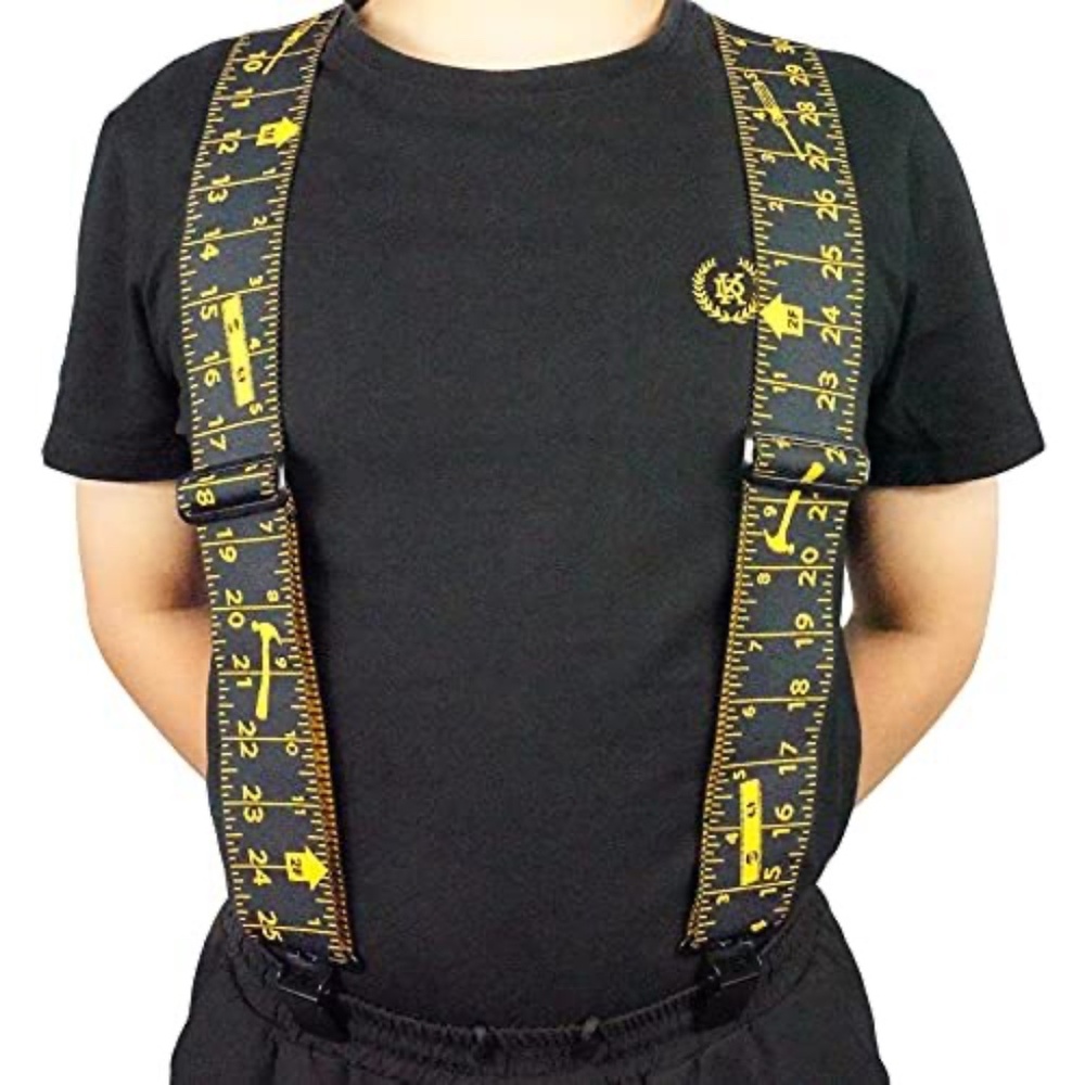 Men's Suspenders Fully Elastic 2 inch Wide X back Heavy Duty Work Measure Ruler - Picture 11 of 14